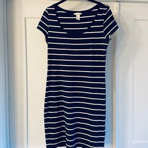 Navy Striped T-shirt Dress